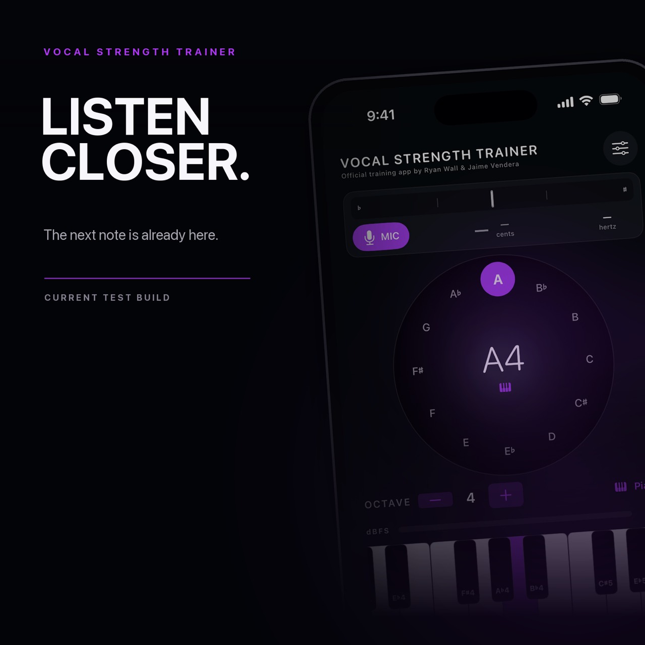 Vocal Strength Trainer live tuner preview
