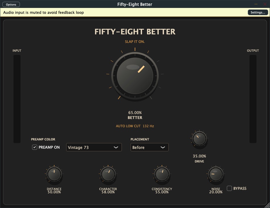 Fifty-Eight Better plug-in interface