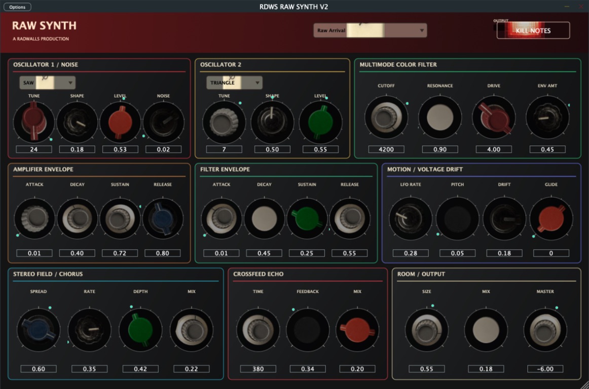 RAW SYNTH interface